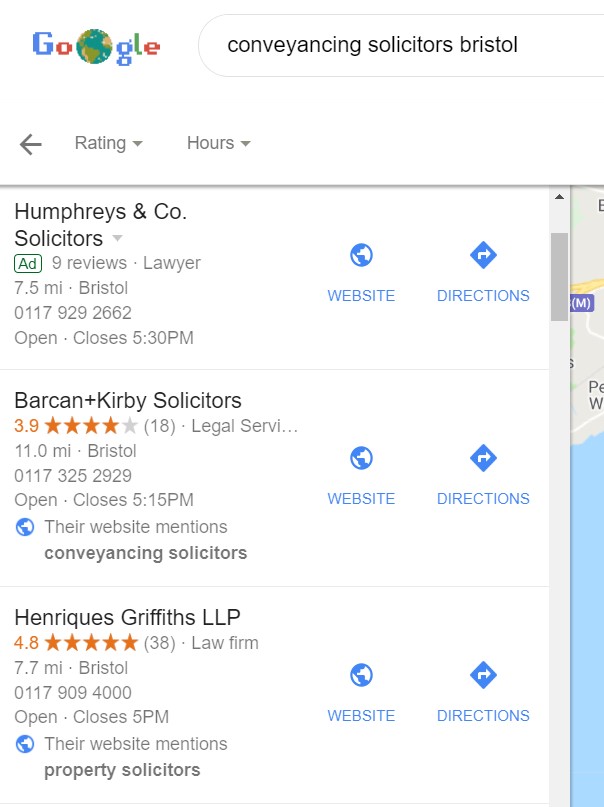 Google My Business Search Results